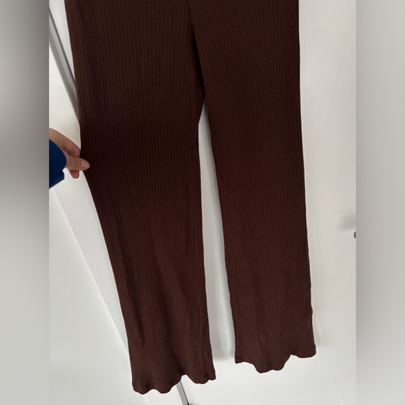 Reformation Leilani chocolate brown ribbed stretch flare leg jumpsuit size Small - Picture 4 of 8